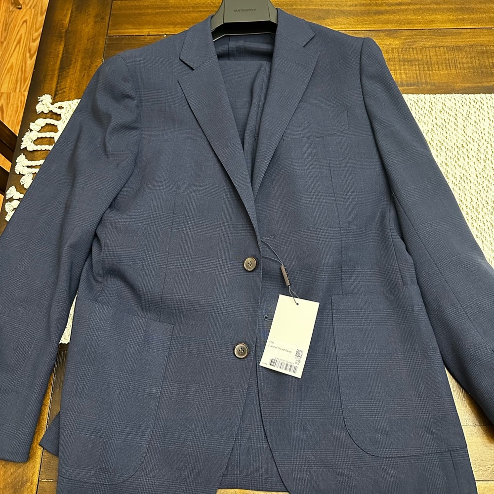 Suitsupply Navy Blue Subtle Check Two-Button Blazer